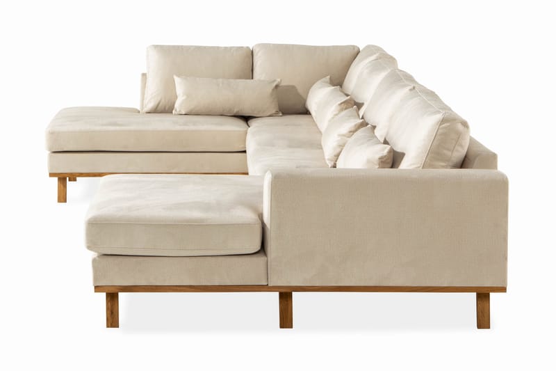 Copenhagen 5-seters Venstrevendt U-formet Sofa med Divan og Sjeselong i Fløyel - Beige - Møbler - Sofaer - Fløyel sofaer