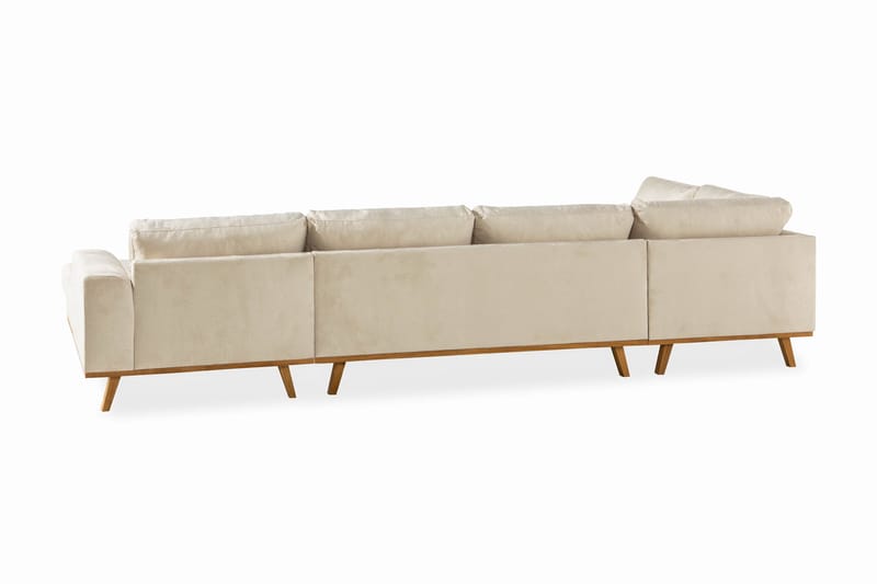 Copenhagen 5-seters Venstrevendt U-formet Sofa med Divan og Sjeselong i Fløyel - Beige - Møbler - Sofaer - Fløyel sofaer