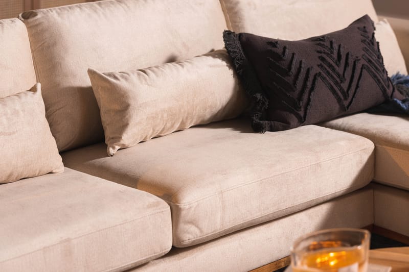 Copenhagen 5-seters Venstrevendt U-formet Sofa med Divan og Sjeselong i Fløyel - Beige - Møbler - Sofaer - Fløyel sofaer