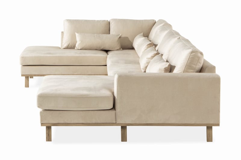 Copenhagen 5-seters Venstrevendt U-formet Sofa med Divan og Sjeselong i Fløyel - Beige - Møbler - Sofaer - Fløyel sofaer
