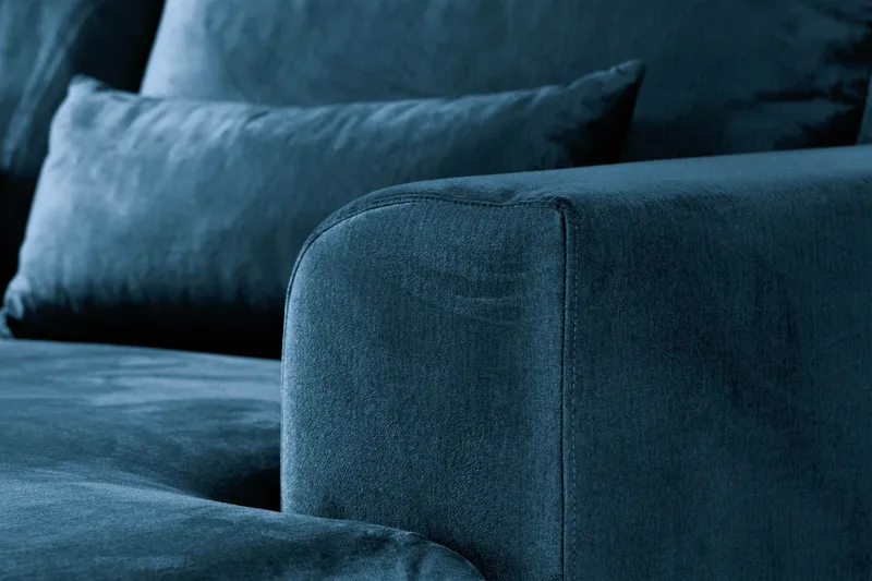 Copenhagen 5-seters Venstrevendt U-formet Sofa med Divan og Sjeselong i Fløyel - Blå - Møbler - Sofaer - Fløyel sofaer