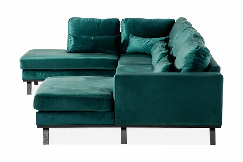 Copenhagen 5-seters Venstrevendt U-formet Sofa med Divan og Sjeselong i Fløyel - Grønn - Møbler - Sofaer - Fløyel sofaer