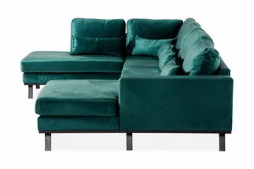 Copenhagen 5-seters Venstrevendt U-formet Sofa med Divan og Sjeselong i Fløyel - Grønn - Møbler - Sofaer - Fløyel sofaer
