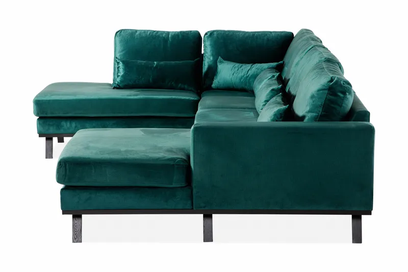 Copenhagen 5-seters Venstrevendt U-formet Sofa med Divan og Sjeselong i Fløyel - Grønn - Møbler - Sofaer - Fløyel sofaer