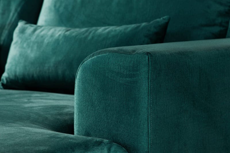 Copenhagen 5-seters Venstrevendt U-formet Sofa med Divan og Sjeselong i Fløyel - Grønn - Møbler - Sofaer - Fløyel sofaer