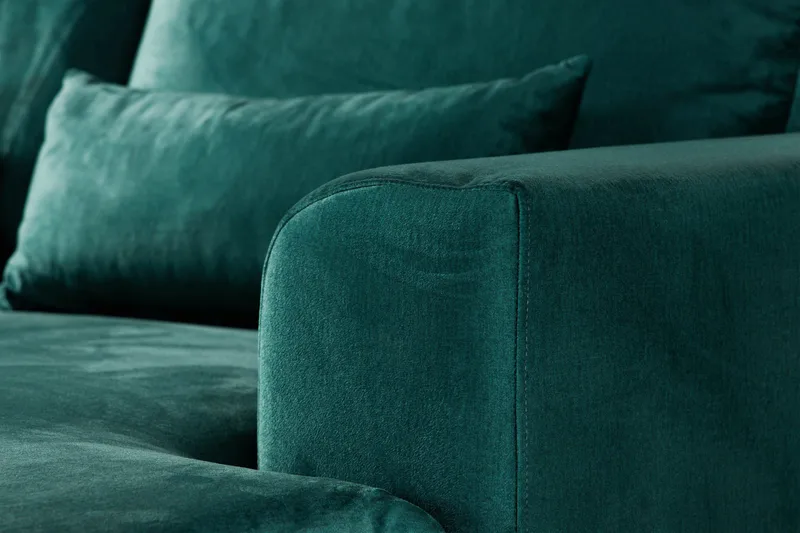 Copenhagen 5-seters Venstrevendt U-formet Sofa med Divan og Sjeselong i Fløyel - Grønn - Møbler - Sofaer - Fløyel sofaer