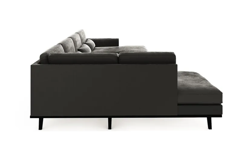Copenhagen 5-seters Venstrevendt U-formet Sofa med Divan og Sjeselong i Fløyel - Mørk grå - Møbler - Sofaer - Fløyel sofaer