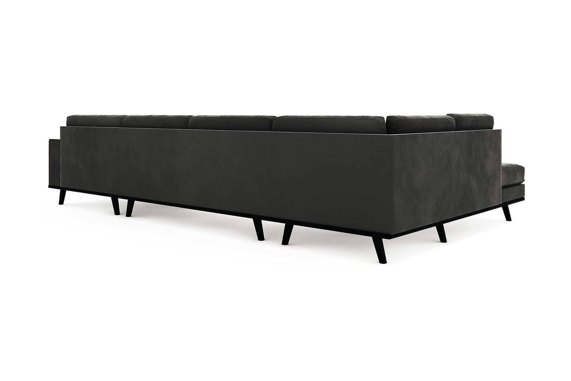 Copenhagen 5-seters Venstrevendt U-formet Sofa med Divan og Sjeselong i Fløyel - Mørk grå - Møbler - Sofaer - Fløyel sofaer