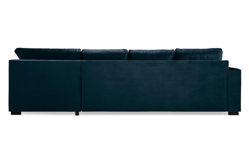 Crazy 4-seters Høyrevendt U-formet Large Sofa med Divan og Sjeselong i Fløyel - Blå - Møbler - Sofaer - U-sofa