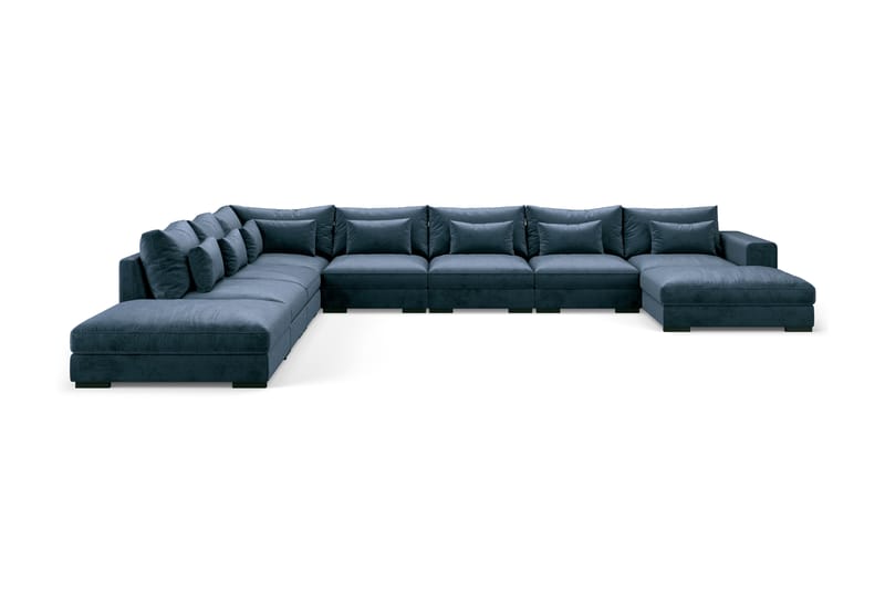 Dubai U-modulsofa Large med Divan Høyre Fløyel - Blå - Møbler - Sofaer - Fløyel sofaer