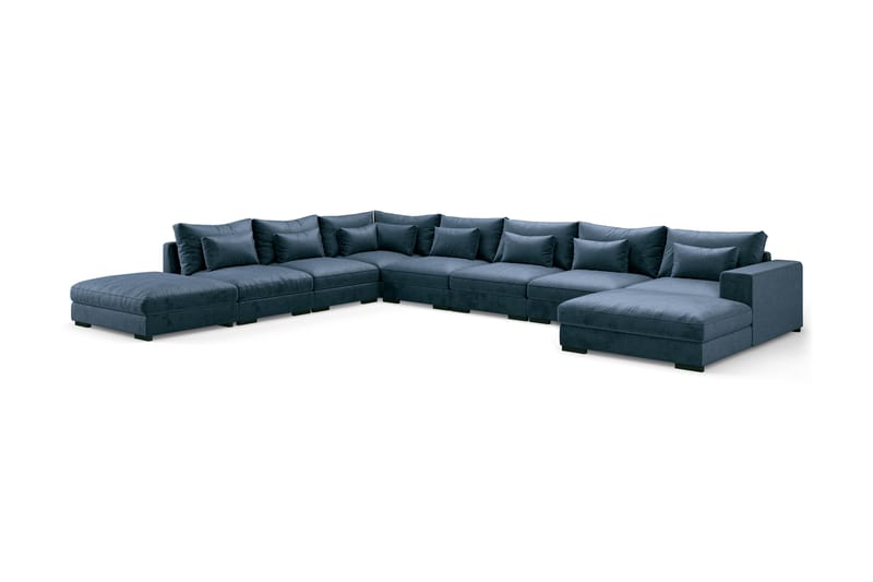 Dubai U-modulsofa Large med Divan Høyre Fløyel - Blå - Møbler - Sofaer - Fløyel sofaer