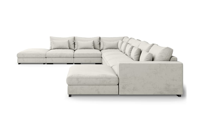 Dubai U-modulsofa Large med Divan Høyre Fløyel - Hvit - Møbler - Sofaer - Fløyel sofaer