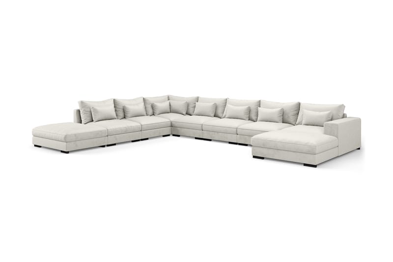 Dubai U-modulsofa Large med Divan Høyre Fløyel - Hvit - Møbler - Sofaer - Fløyel sofaer