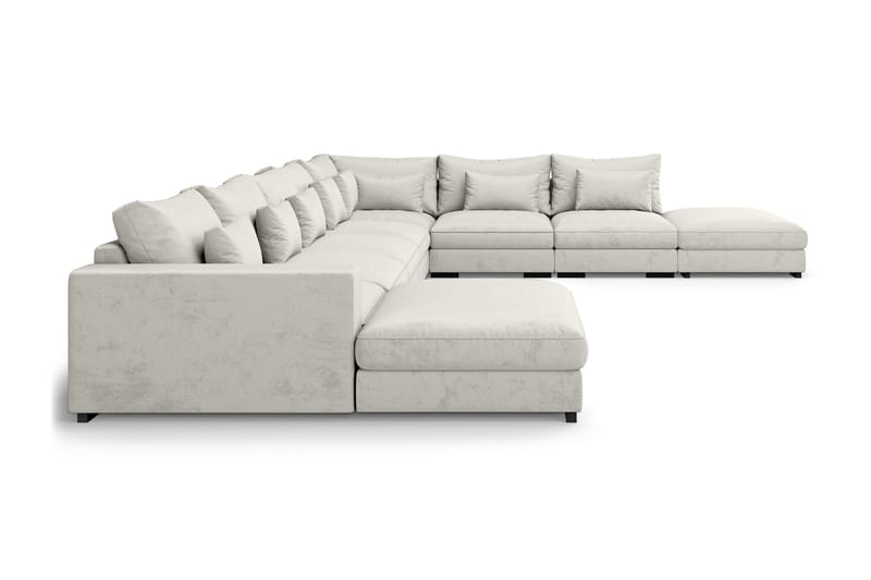 Dubai U-modulsofa Large med Divan Venstre Fløyel ekstra dyp - Hvit - Møbler - Sofaer - U-sofa