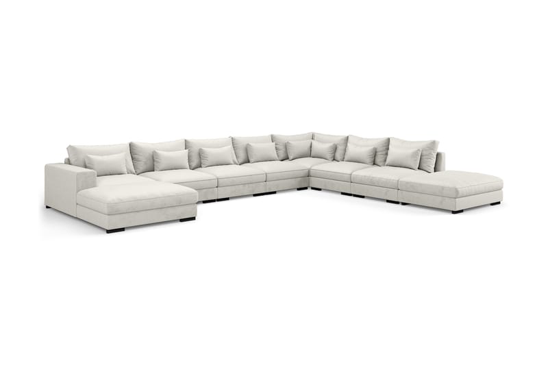 Dubai U-modulsofa Large med Divan Venstre Fløyel ekstra dyp - Hvit - Møbler - Sofaer - U-sofa