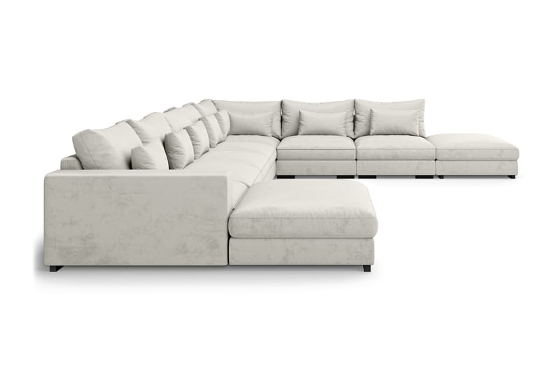 Dubai U-modulsofa Large med Divan Venstre Fløyel - Hvit - Fløyel sofaer - Komplett modulsofa