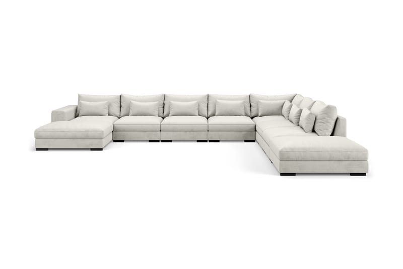 Dubai U-modulsofa Large med Divan Venstre Fløyel - Hvit - Fløyel sofaer - Komplett modulsofa