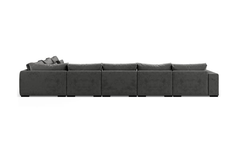 Dubai U-modulsofa Large med Divan Venstre Fløyel - Mørkegrå - Fløyel sofaer - Komplett modulsofa