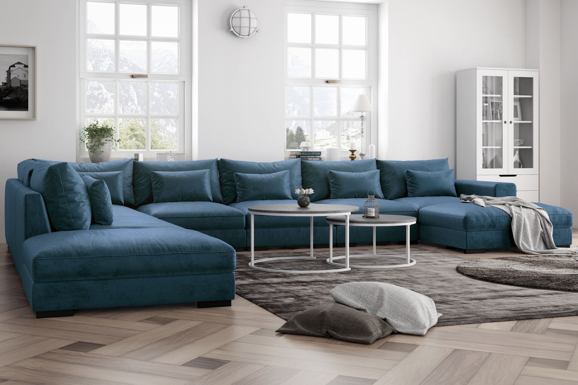 Dubai U-modulsofa med Divan Høyre Fløyel - Blå - Møbler - Sofaer - Fløyel sofaer