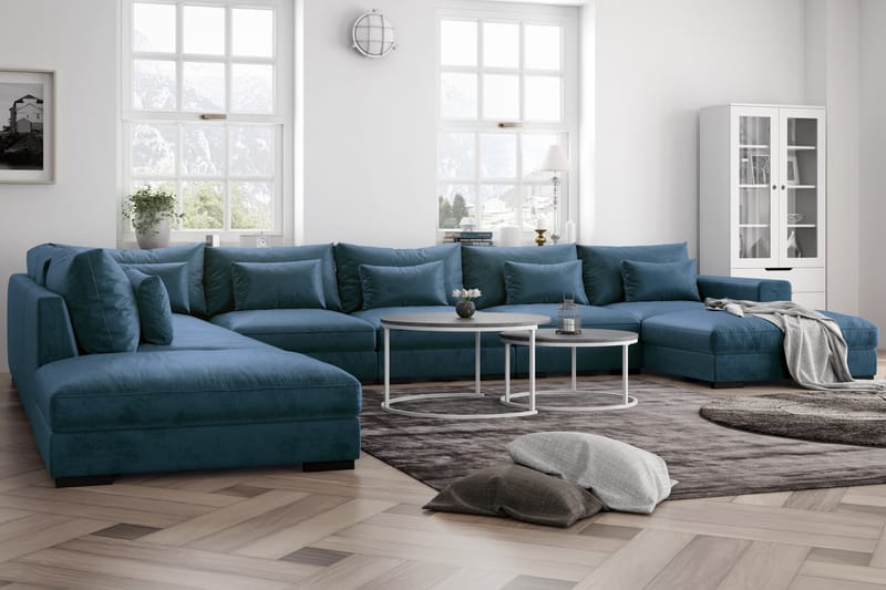 Dubai U-modulsofa med Divan Høyre Fløyel - Blå - Møbler - Sofaer - Fløyel sofaer