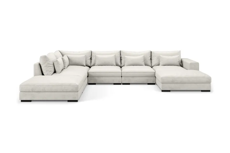 Dubai U-modulsofa med Divan Høyre Fløyel ekstra dyp - Hvit - Møbler - Sofaer - Modulsofaer - Komplett modulsofa