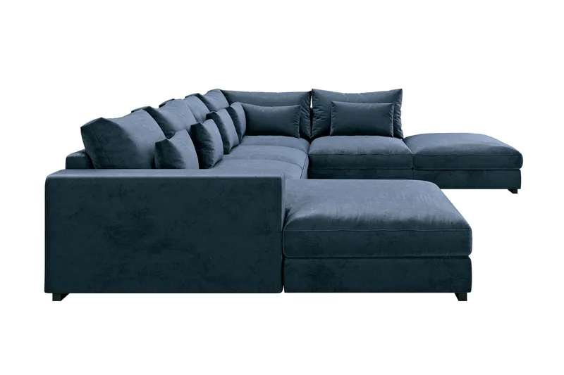Dubai U-modulsofa med Divan Venstre Fløyel - Blå - Møbler - Sofaer - Modulsofaer - Komplett modulsofa