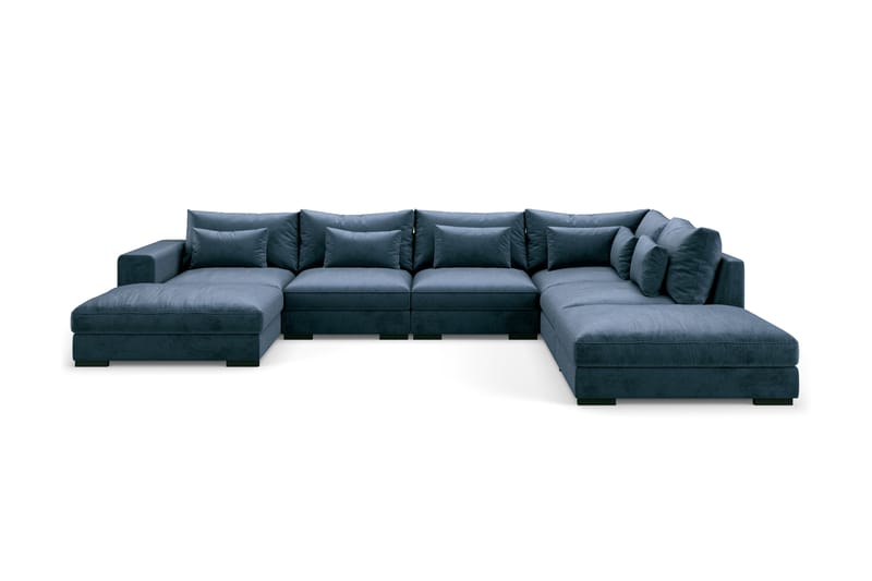 Dubai U-modulsofa med Divan Venstre Fløyel - Blå - Møbler - Sofaer - Fløyel sofaer
