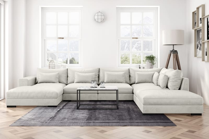 Dubai U-modulsofa med Divan Venstre Fløyel - Hvit - Møbler - Sofaer - Fløyel sofaer