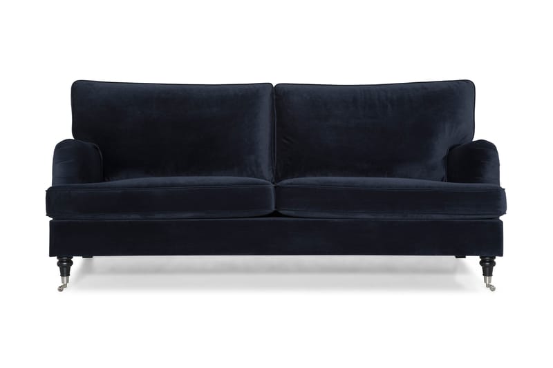 Howard-sofa uten divan og sjeselong Bloomington Howard Classic fløyelssofa 3,5-seter Vera 4, Blå fløyel