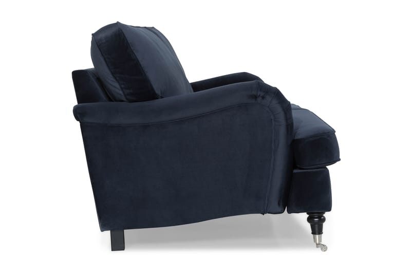 Howard-sofa uten divan og sjeselong Bloomington Howard Classic fløyelssofa 3,5-seter Vera 4, Blå fløyel - Møbler - Sofaer - Sofa 3 seter