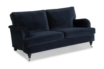 Howard-sofa uten divan og sjeselong Bloomington Howard Classic fløyelssofa 3-seter Vera 4, Blå fløyel - Møbler - Sofaer - Sofa 3 seter