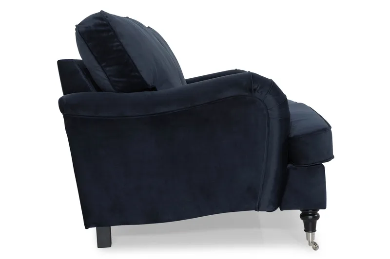 Howard-sofa uten divan og sjeselong Bloomington Howard Classic fløyelssofa 3-seter Vera 4, Blå fløyel - Møbler - Sofaer - Sofa 3 seter