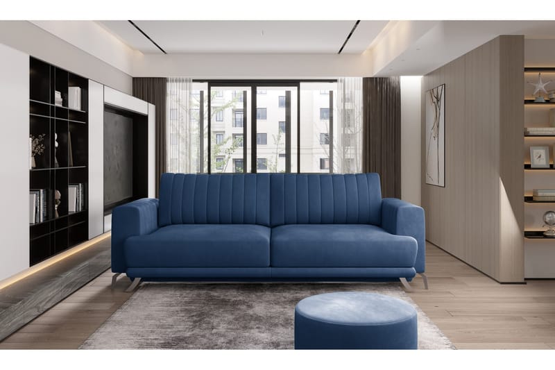 Jalissia 3-seters Sofa - Blå - Møbler - Sofaer - Fløyel sofaer