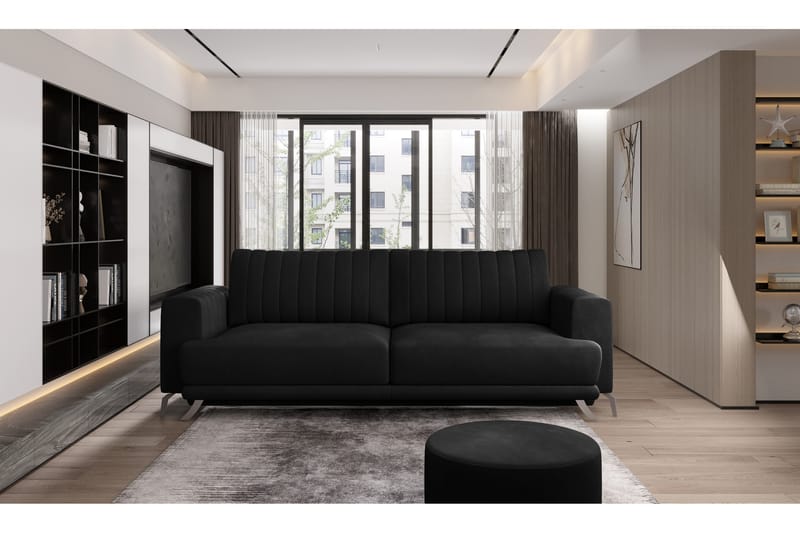 Jalissia 3-seters Sofa - Svart - Møbler - Sofaer - Fløyel sofaer