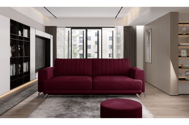 Jalissia 3-seters Sofa - VinRød - Møbler - Sofaer - Fløyel sofaer