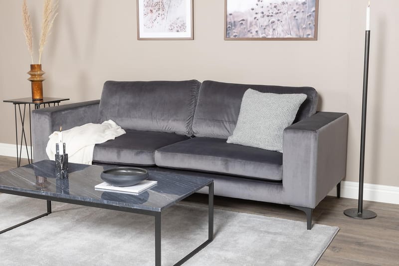 Johana 3-seter Fløyelssofa - Grå - Fløyel sofaer - Sofa 3 seter