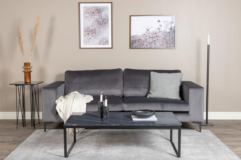 Johana 3-seter Fløyelssofa - Grå - Fløyel sofaer - Sofa 3 seter