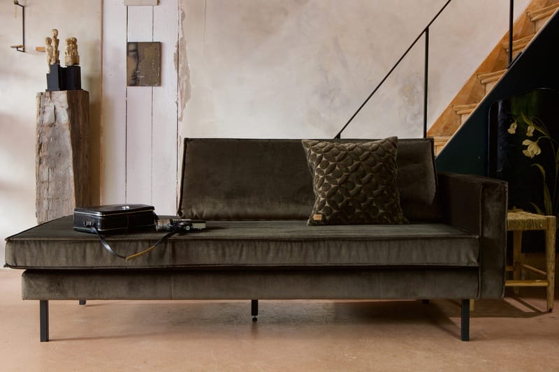 Lissbon 2-seter Høyre Daybed med Divan og Åpen Side i Fløyel - Grønn - Møbler - Sofaer - Fløyel sofaer