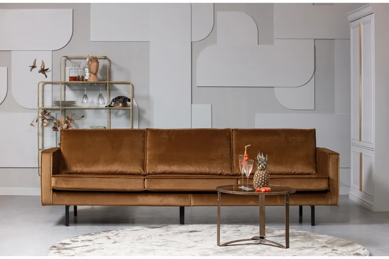 Lissbon 3-seters Fløyelssofa - Gul - Møbler - Sofaer - Fløyel sofaer