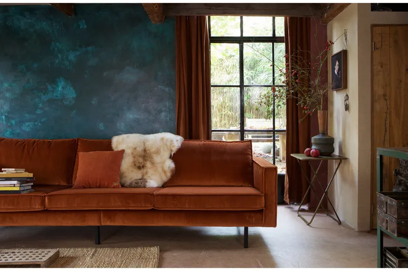 Lissbon 3-seters Fløyelssofa - Rust - Møbler - Sofaer - Fløyel sofaer