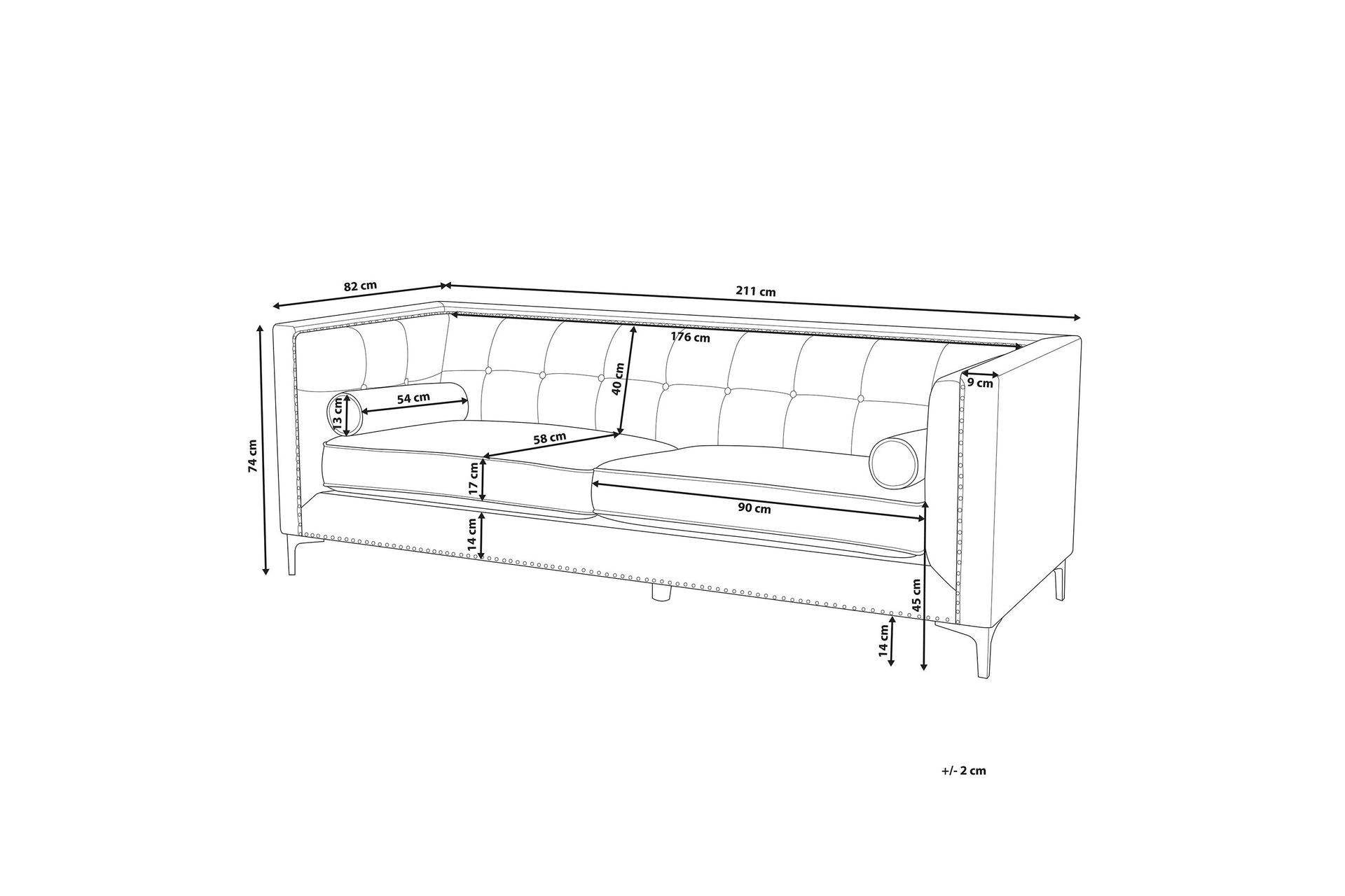Llawhaden Sofa Fløyel - Blå - Møbler - Sofaer - Fløyel sofaer
