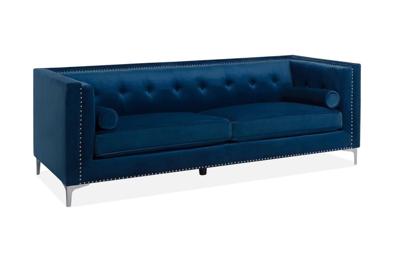 Llawhaden Sofa Fløyel - Blå - Fløyel sofaer - Sofa 3 seter