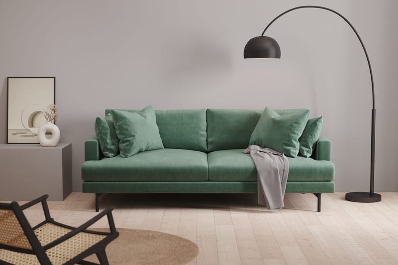 Menard 3-seters Dyp Fløyelssofa - Mørk grønn - Møbler - Sofaer - Fløyel sofaer