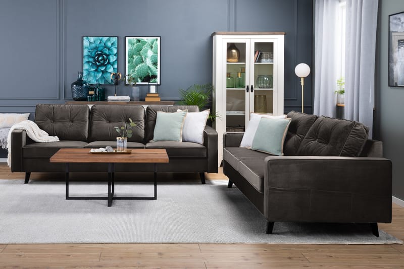 Monroe 3-seters Fløyelssofa - Brun - Møbler - Sofaer - Fløyel sofaer