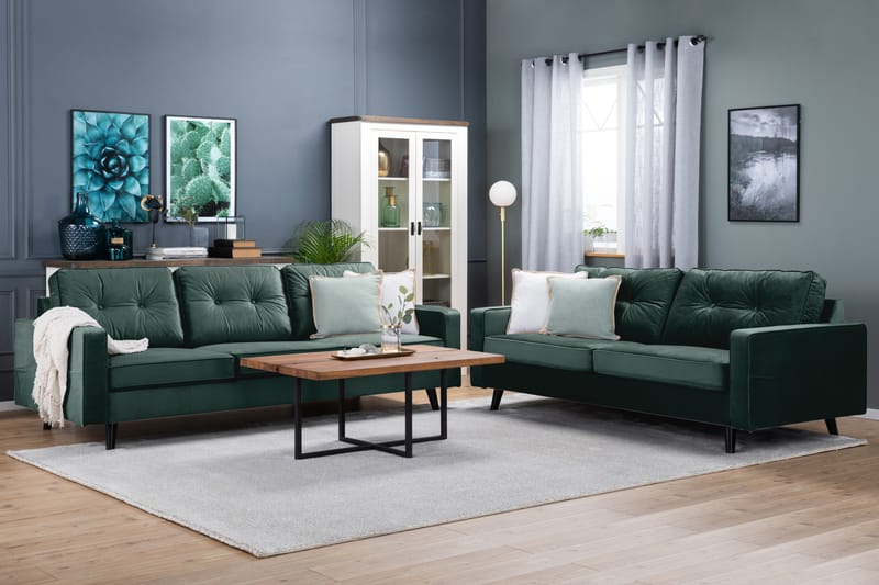 Monroe 4-seters Fløyelssofa - Grønn - Møbler - Sofaer - Fløyel sofaer