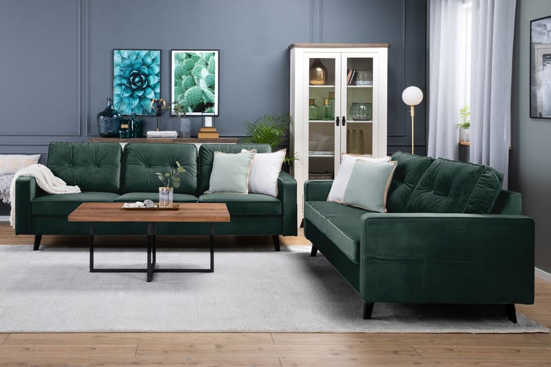 Monroe 4-seters Fløyelssofa - Grønn - Møbler - Sofaer - Fløyel sofaer