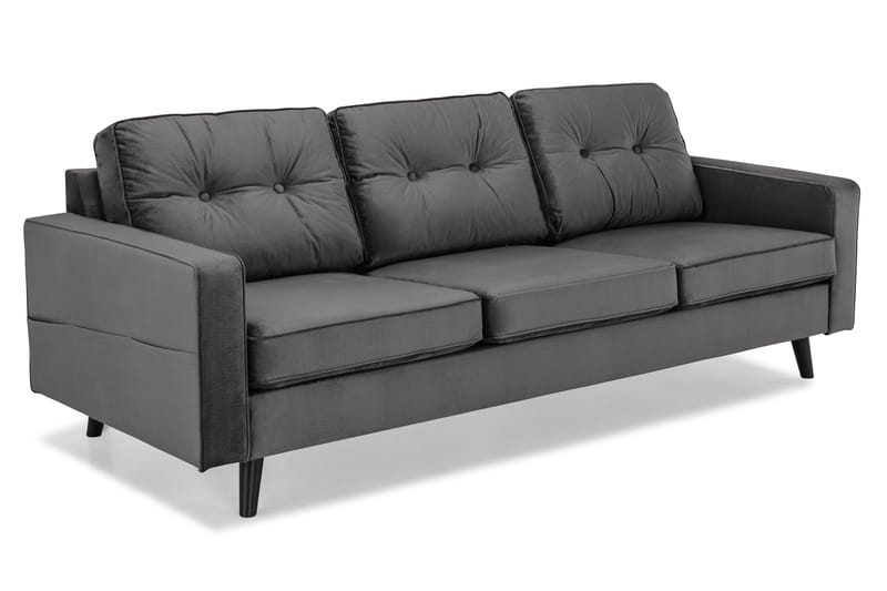 Monroe 4-seters Fløyelssofa - Mørk grå - Møbler - Sofaer - Fløyel sofaer