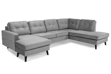 Monroe 4-seters Høyrevendt U-formet Sofa med Divan og Sjeselong i Fløyel - Lys grå - Møbler - Sofaer - Fløyel sofaer