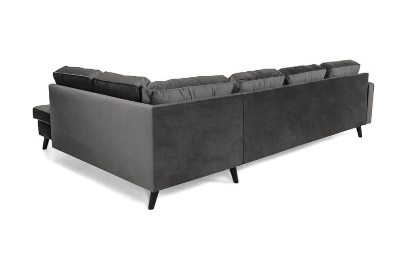 Monroe 4-seters Høyrevendt U-formet Sofa med Divan og Sjeselong i Fløyel - Mørk grå - Møbler - Sofaer - Fløyel sofaer