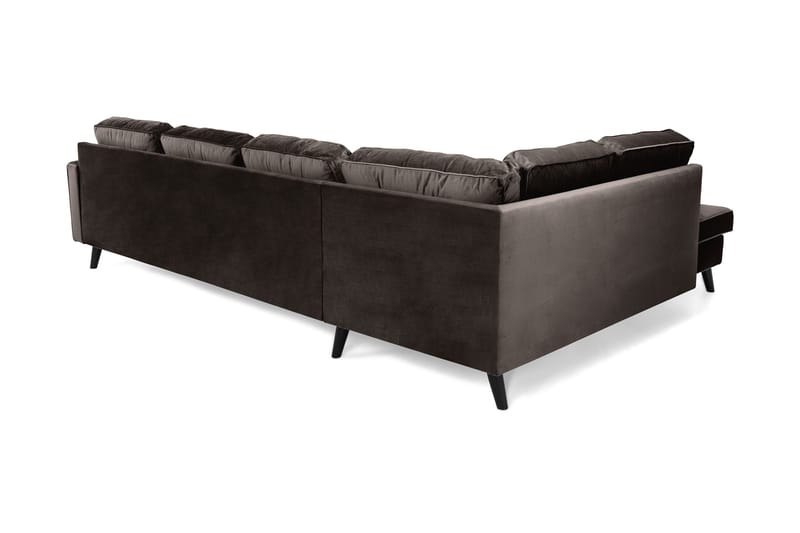 Monroe 4-seters Venstrevendt U-formet Sofa med Divan og Sjeselong i Fløyel - Brun - Møbler - Sofaer - Fløyel sofaer